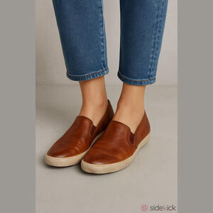 Frye Ivy Leather Slip-On Sneakers Cognac Brown Size 7 Women's Low Top Loafers